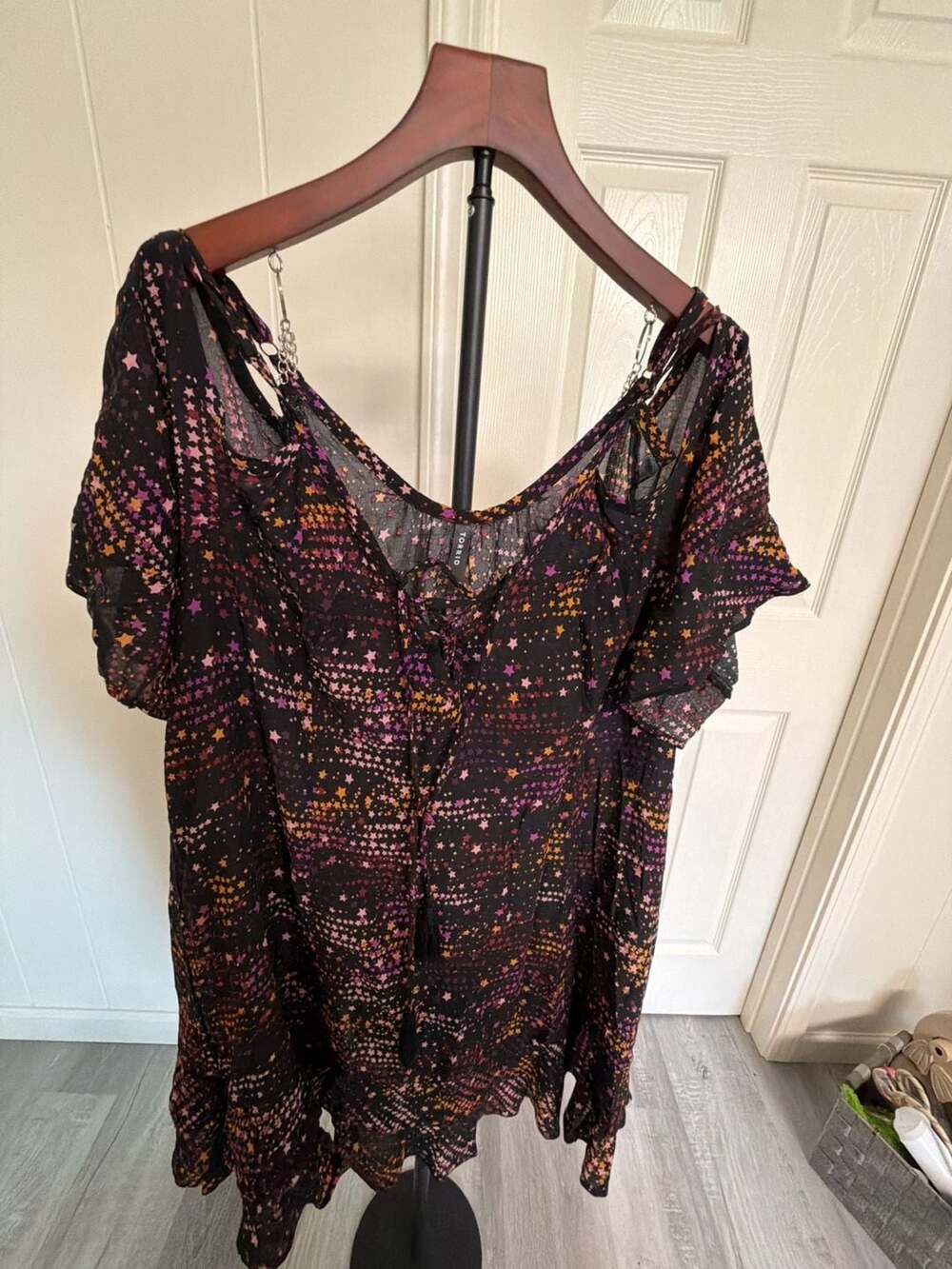 Torrid Star Print Cold Shoulder Lace Up Dress Size 2 (2X) - Picture 7 of 8